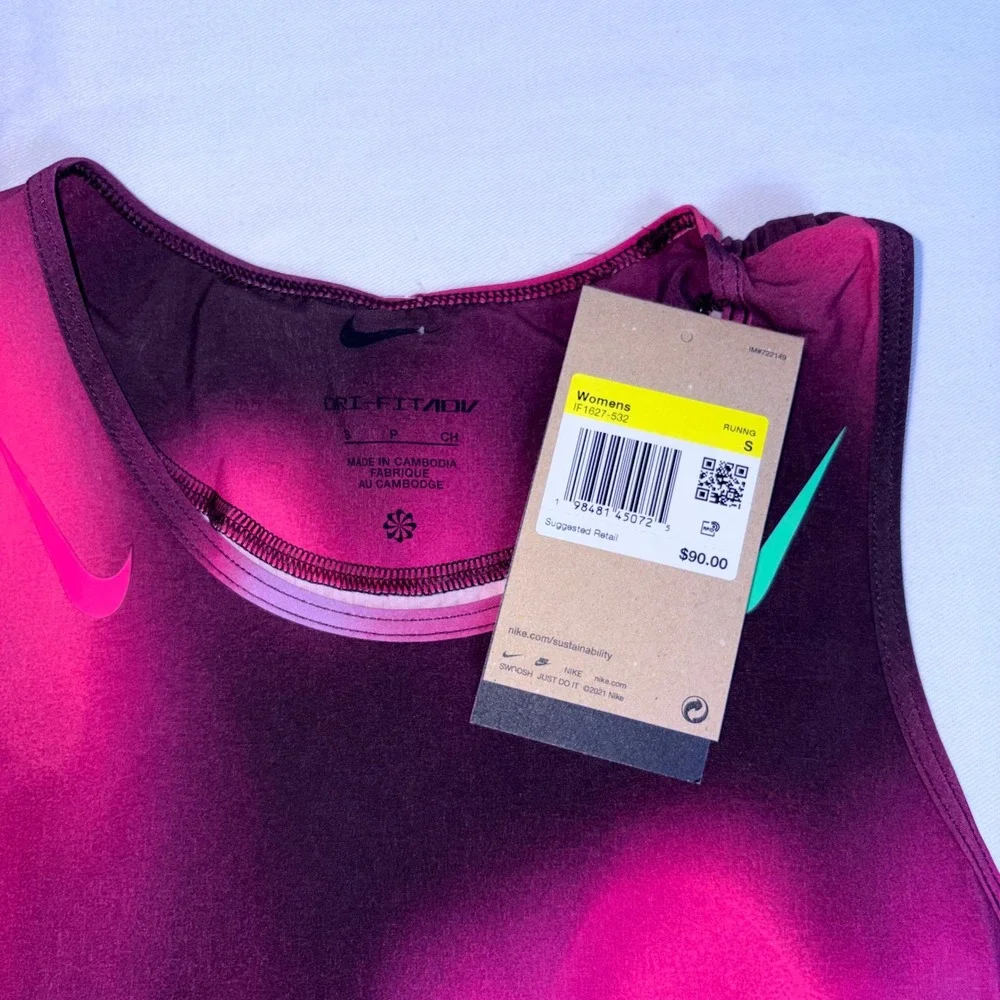 Nike Dri-FIT ADV Running Tank Top S Pink Purple New Gradient Slim Fit IF1627-532